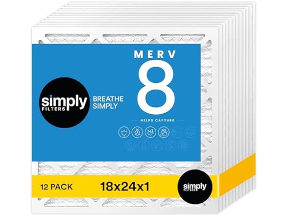 Simply Air Filter Merv 8 MPR 600, 12pk AC Furnace & HVAC