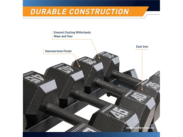 Marcy 90lb Cast Iron Hex Dumbbell, Single, 90lbs
