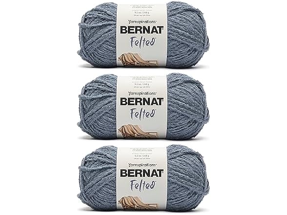 Bernat Felted Storm Blue Yarn - 3 Pack