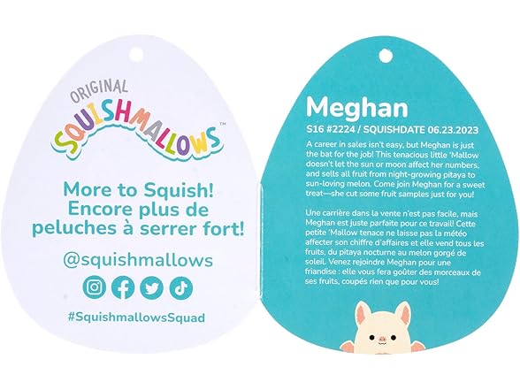 Squishmallows Original 16" Meghan Cream Fruit Bat