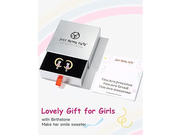 Birthstone Cat Moon Earrings