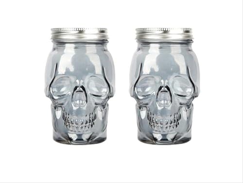 DURA LIVING DL-DLG18913/R 16 oz Skull Mason Jar Glass Co