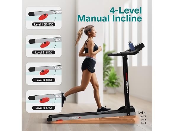 SereneLife Treadmill with Incline & Handle Bars, Black Gray