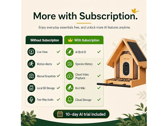 Bamboo Smart Bird Feeder W/ Camera