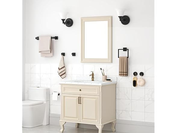 7 Pc Matte Black Bathroom Hardware Set