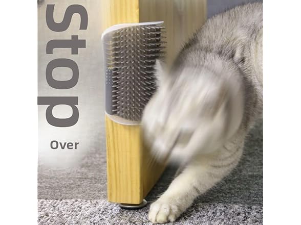 (2 Pack) Cat Corner Self Groomer Brush, Scratcher Post