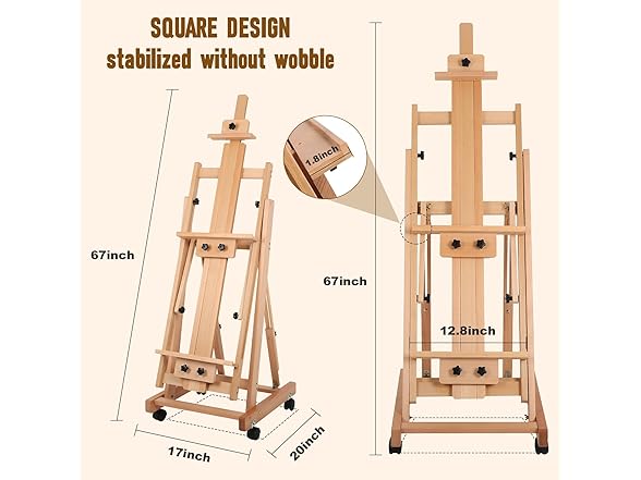 FAHKNS Holds 2 Canvases Painting Easel for Adults