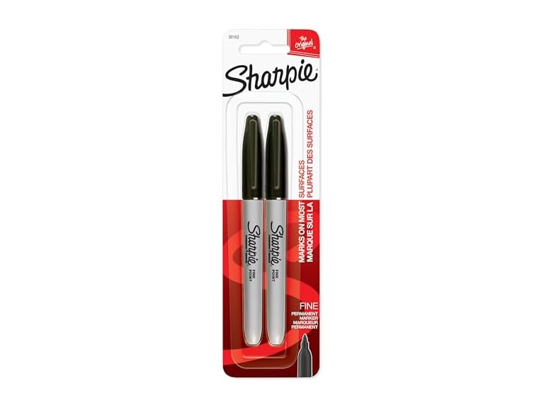 Sharpie 30162PP Permanent Markers, Fine Point, Black, 2 Count