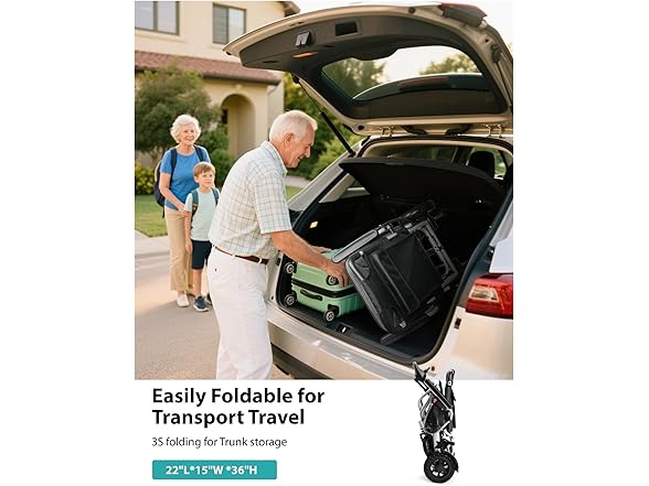 Goldseason 330lb Bearing Portable Electric Wheelchair for Adults & Seniors – 33lbs Lightweight Electric Wheelchair, Side Pockets for Essentials, Airline Approved for Travel, Silver-Gray (Open Box)