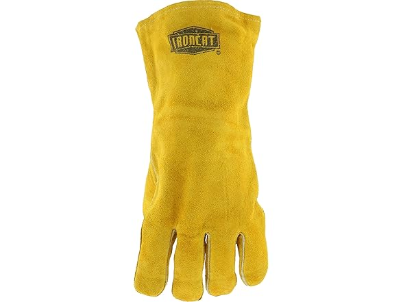 12PK Ironcat Standard Split Cowhide Leather Gloves, Large