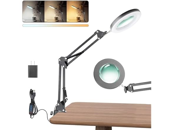 UBeesize 10X Magnifying Glass w/Light & Stand