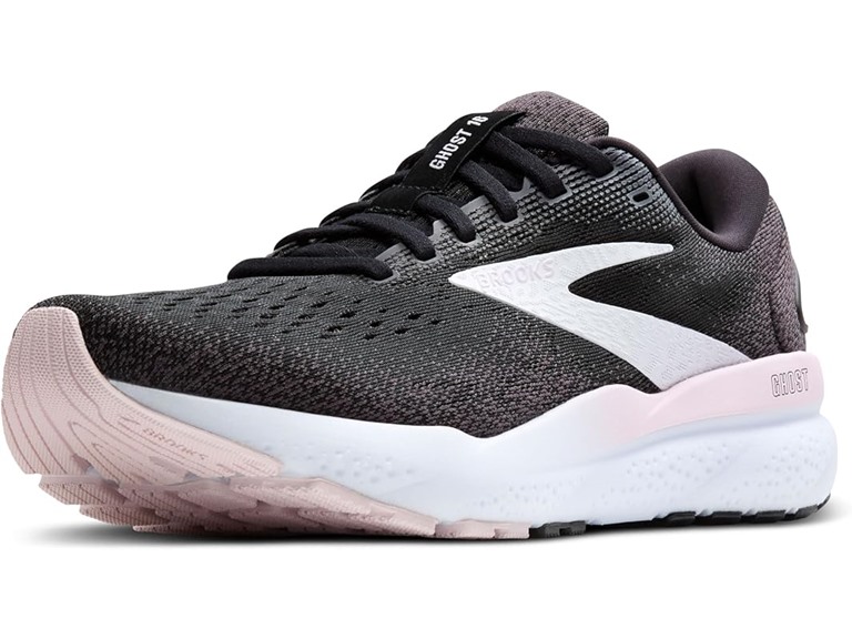 Brooks Ghost 16 Women's Shoes Black/White/Orchid Ice Size 8