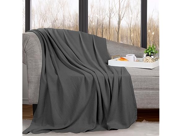 Superior Nobel Cotton Chevron Blanket, King, Charcoal