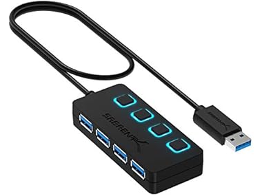 $9.99 SABRENT 4-Port USB 3.0 Hub w/ Switches dealfomo