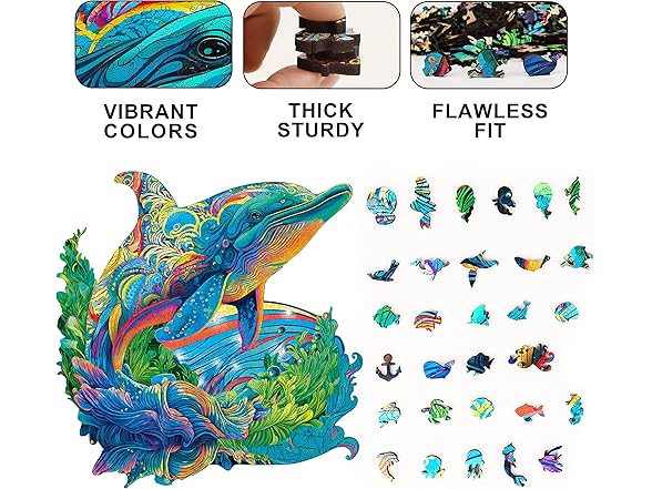 500 Pcs Wooden Dolphin Puzzle