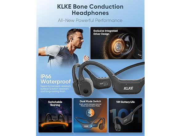 KLKE Open-Ear Bone Conduction Headphones