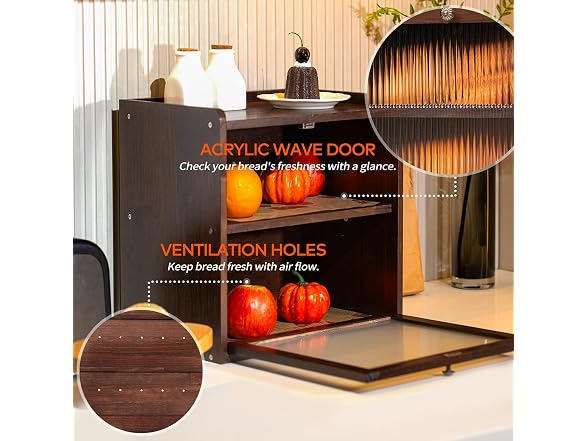 Wood Bread Box for Kitchen Countertop