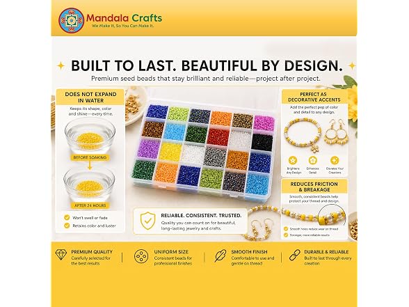 Mandala Crafts 11/0 Glass Seed Beads 18000Pc