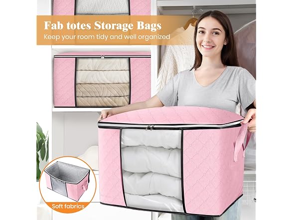 Fab totes 90L Pink 4 Pack Storage Bags