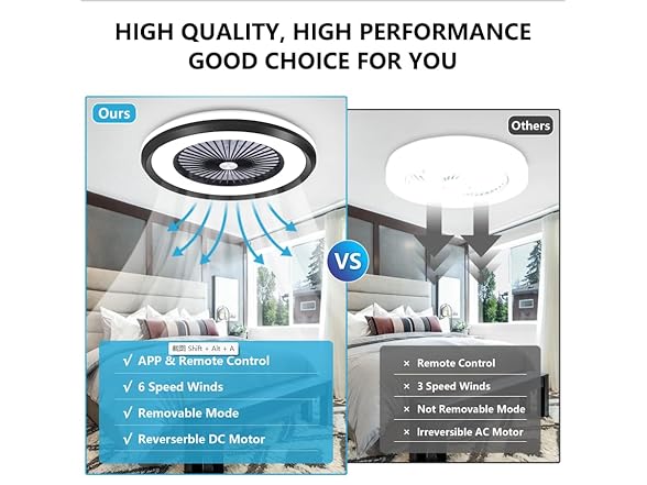 24" Bladeless Ceiling Fan Black