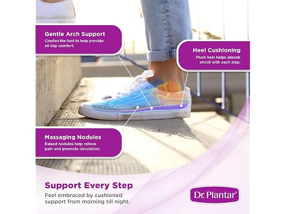 Dr. Plantar Massaging Gel Insoles for Women, Sizes 6-10, Trim to Fit