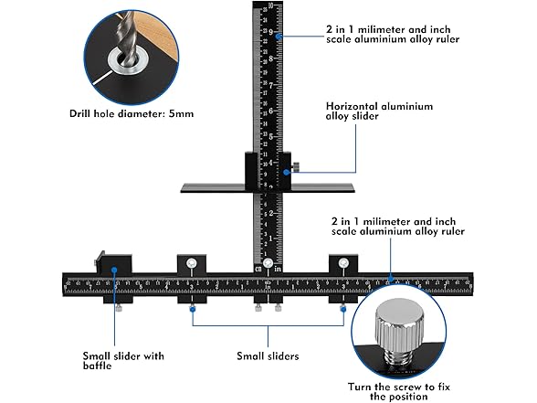 Aluminum Cabinet Hardware Jig, Punch Drill Guide