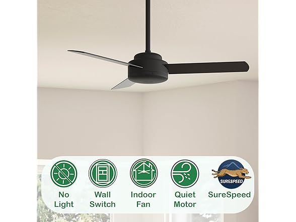 Hunter Fan 44" Casual Matte Black Indoor Ceiling Fan