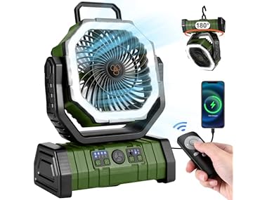$31.99, Was $49.99, 36% Off! 30000mAh Camping Fan with LED Lantern dealfomo