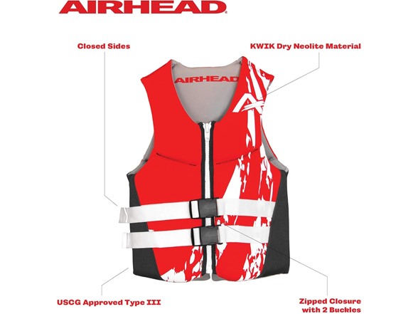 AIRHEAD Swoosh Kwik-Dry Neolite, Red (Adult Large)