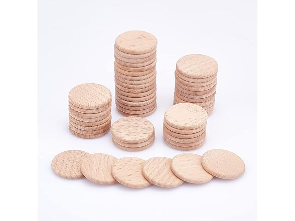 50Pcs 30.5mm Blank Natural Beech Wood