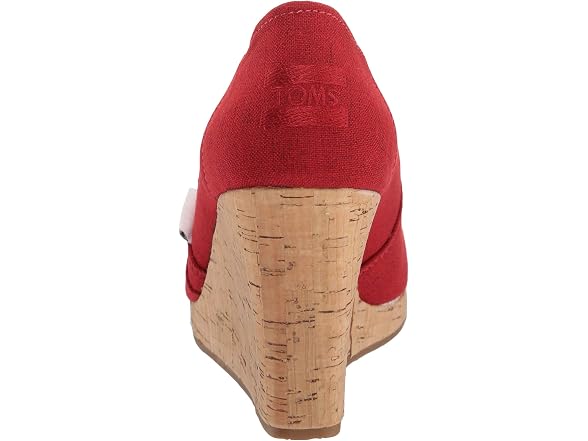 TOMS Women's Classic Wedge Espadrille Sandal, Red Crosshatch Jacquard, 5