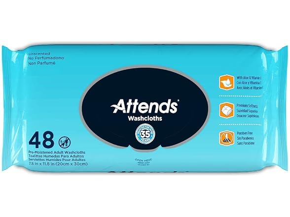 Attends Unscented Wipes Pre Moistened No Rinse - Gallery 2