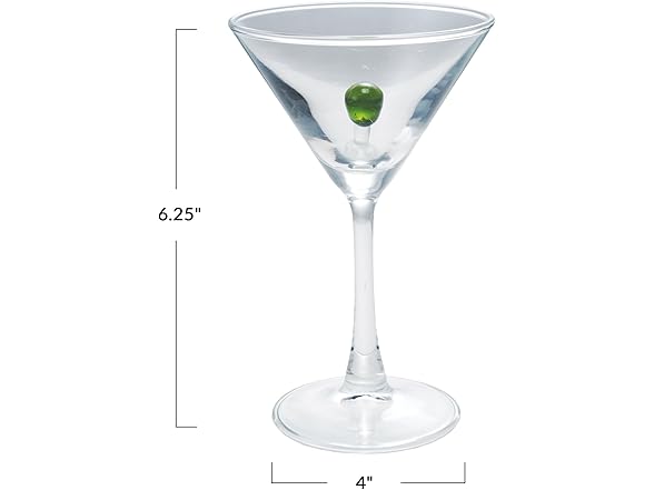  6-Ounce Stemmed Martini Glass with Olive Inside