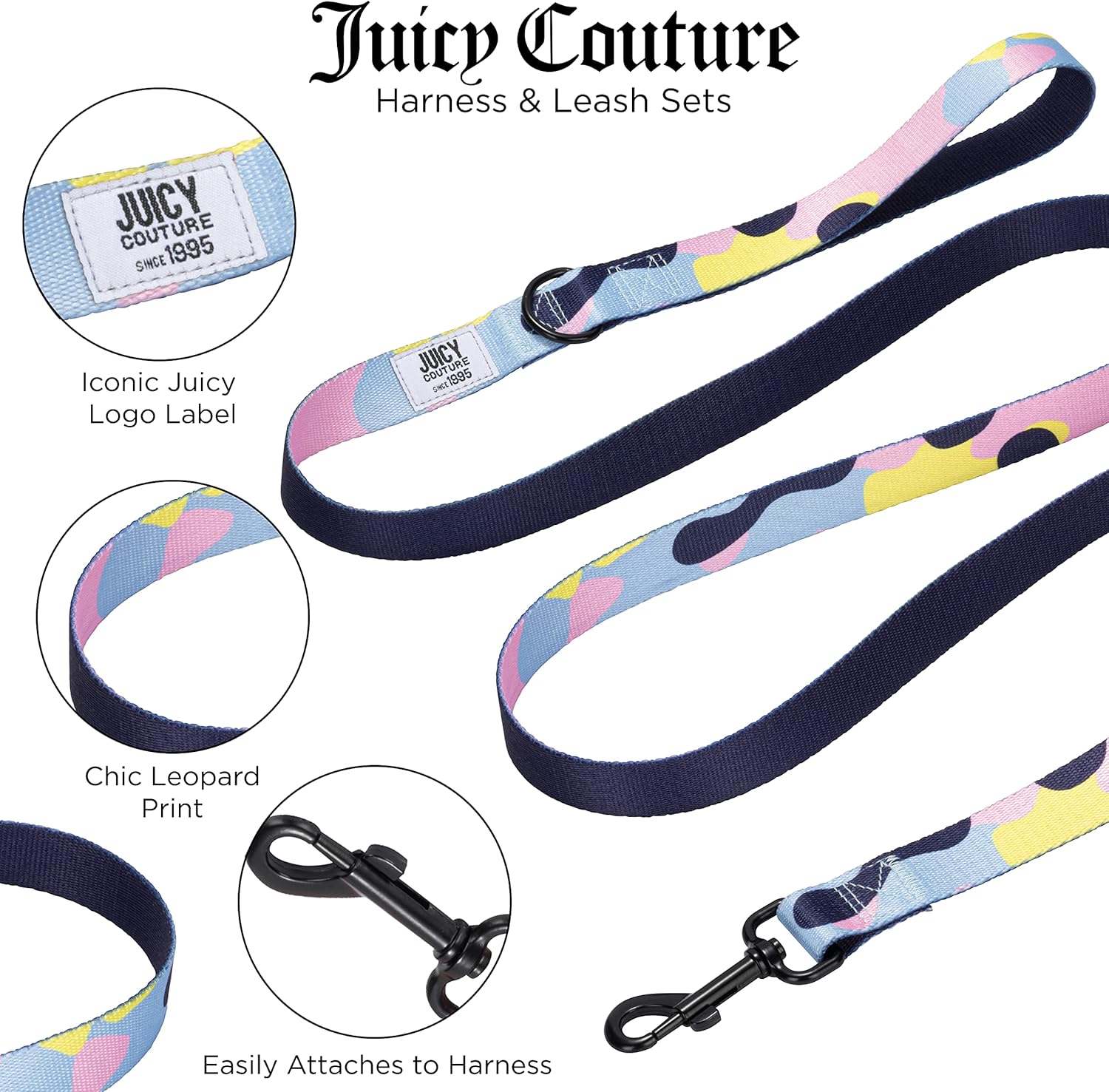 Juicy Couture Colorful Camo Dog Harness and Leash - Gallery 10