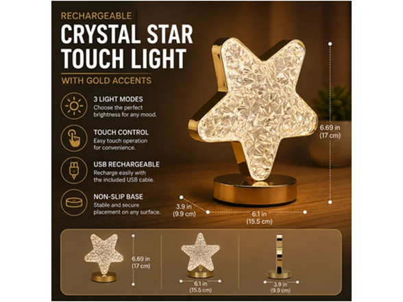 Rechargeable LED Acrylic Crystal Star Touch Light
