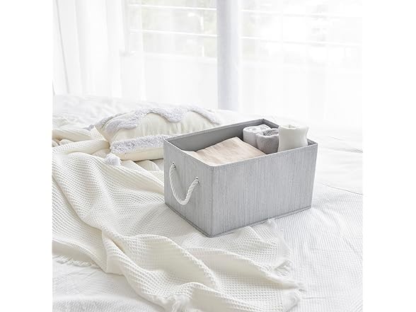 Sukkiri Homu 2-Pack Fabric Storage Baskets with Handles Grey