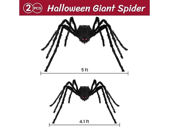 Nirohee 2 Pack Giant Spider Decoration