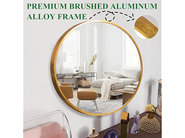 Trvone Gold Round Mirror 24inch