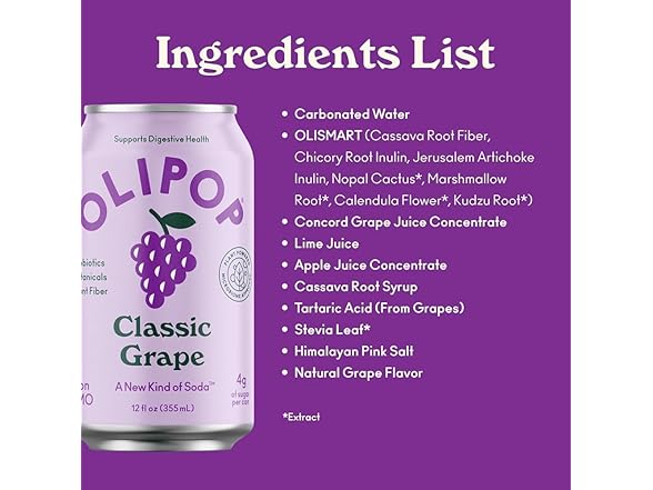 1CT OLIPOP Classic Grape Prebiotic Soda