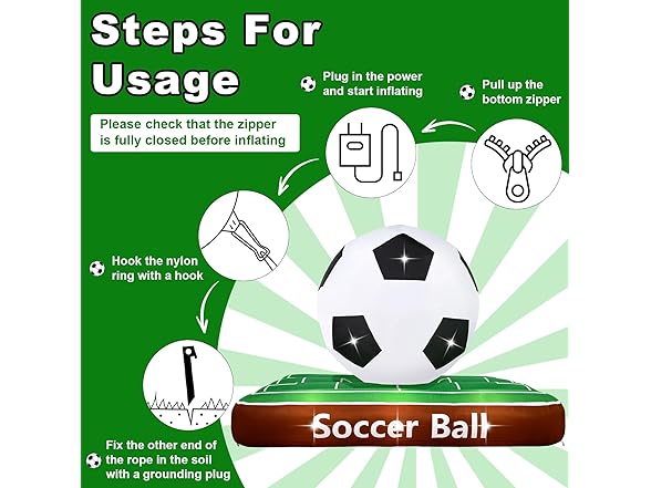 Popblow 6Ft Tall 8Ft Long Giant Inflatable Soccer Ball