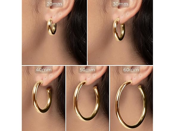 Claro Clivo Yellow Gold Hoop Earrings 50MM