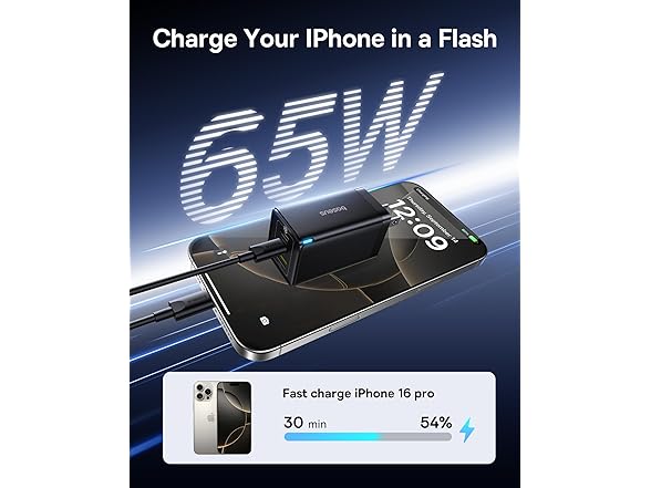 (2 Pack) Baseus 65W USB C Charger Block