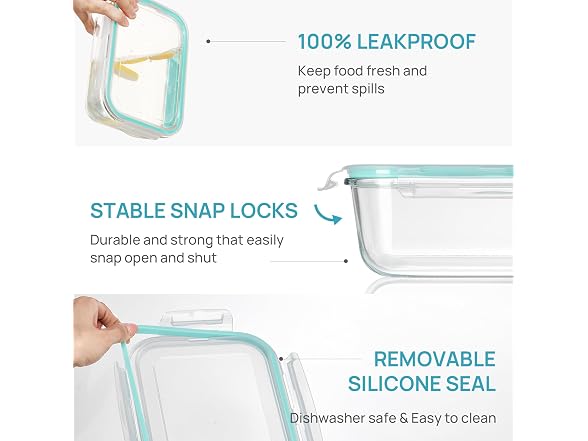 Vtopmart Green 2 Pack 63oz Glass Containers W/ Lids