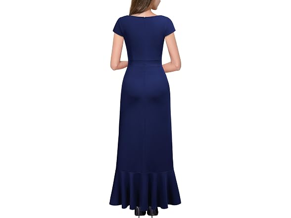 Miusol Women (M) V Neck Ruffle Split Party Dress