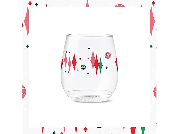 TOSSWARE POP 14oz Vino Retro Festive Pattern Series, SET OF 6