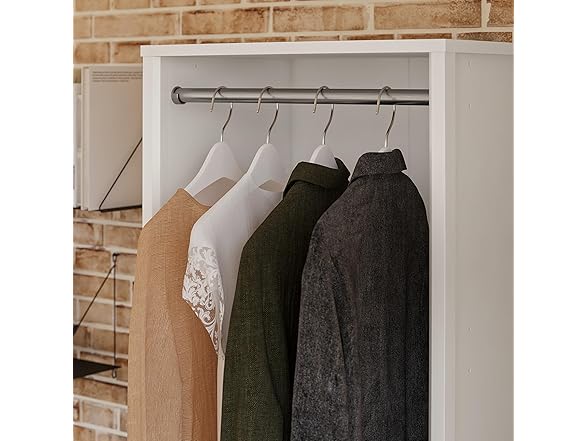 Systembuild Evolution Luxe 2-Shelf Double Clothing Rod Closet Tower, Ivory Oak