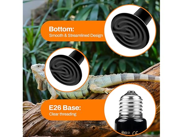 BN-LINK 150W Reptile Heat Lamp 2-Pack, Ceramic Heat Emitter