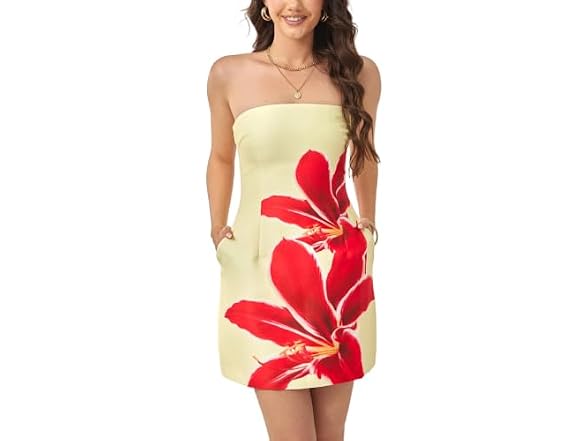 Yulaviniee Womens Strapless Mini Dress