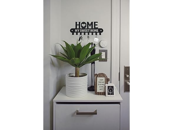 Black Metal Key Holder, Wall Mount, 8 Hooks