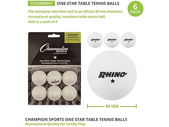 Table Tennis Balls - 6 Count (Pack of 1)